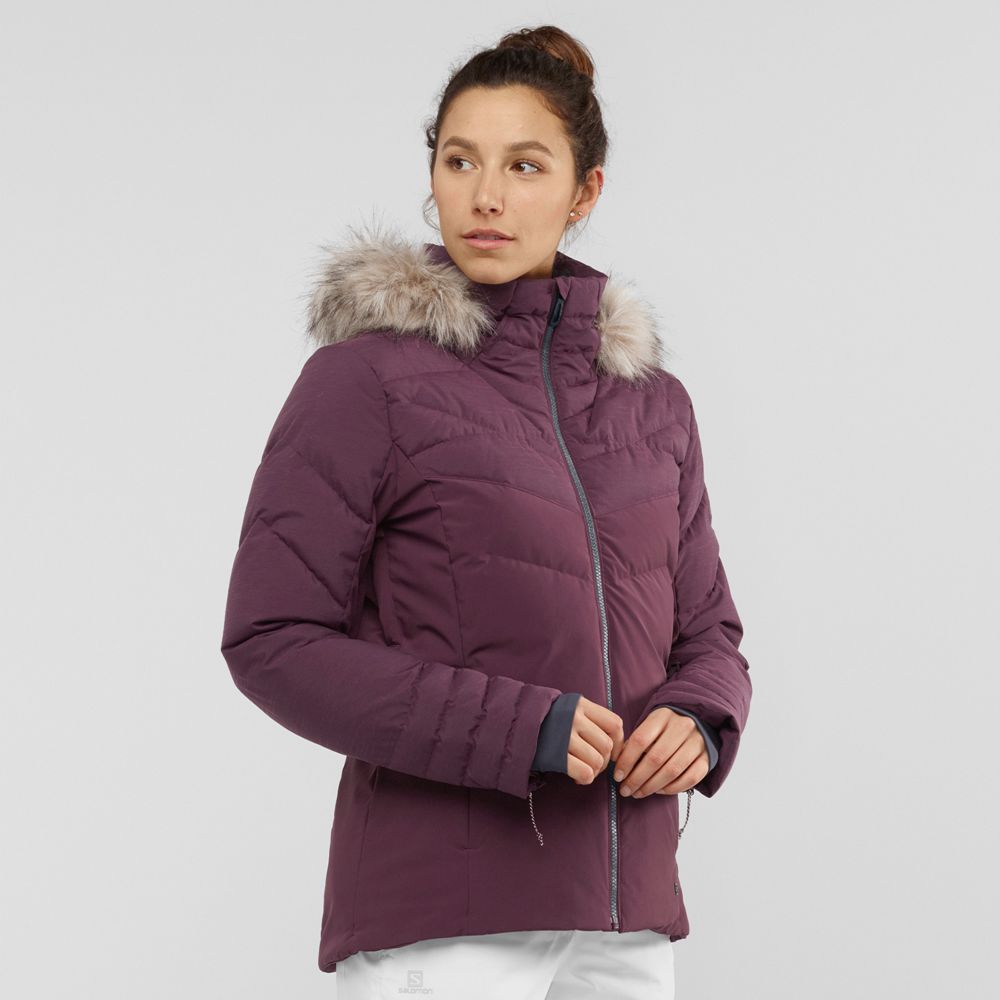 Salomon Singapore Womens Ski Jackets - WARM AMBITION W Burgundy | 16723-SRZQ